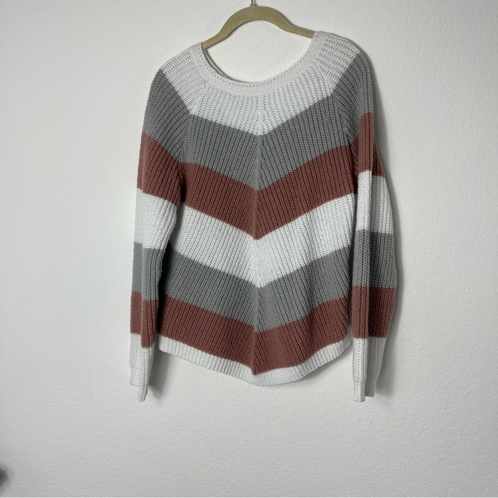 Shein Colorblock Chevron Raglan Sleeve Sweater - Picture 5 of 10